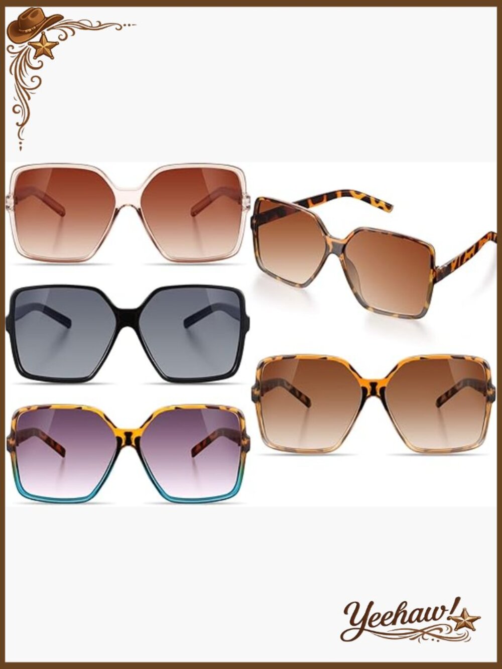 4 Piece Oversized Square Sunglasses Set Polarized Mirror Lens Women